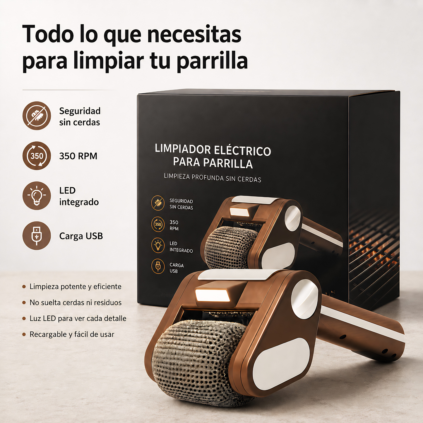 Cepillo Eléctrico Giratorio para Parrilla
